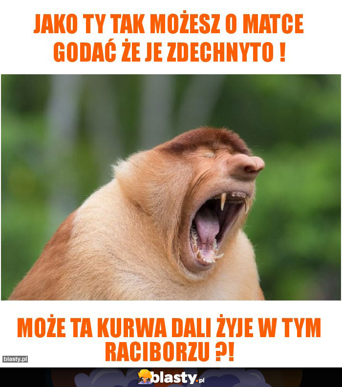 Jako ty tak możesz o matce godać że je zdechnyto !