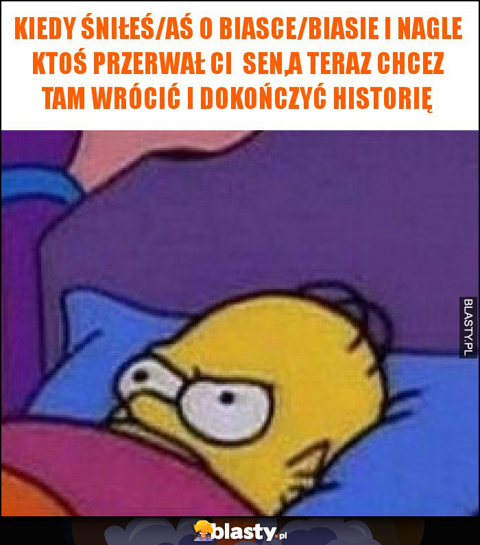 Kiedy śniłeś/aś o biasce/biasie i nagle ktoś przerwał Ci  sen,a teraz chcez tam wrócić i dokończyć historię