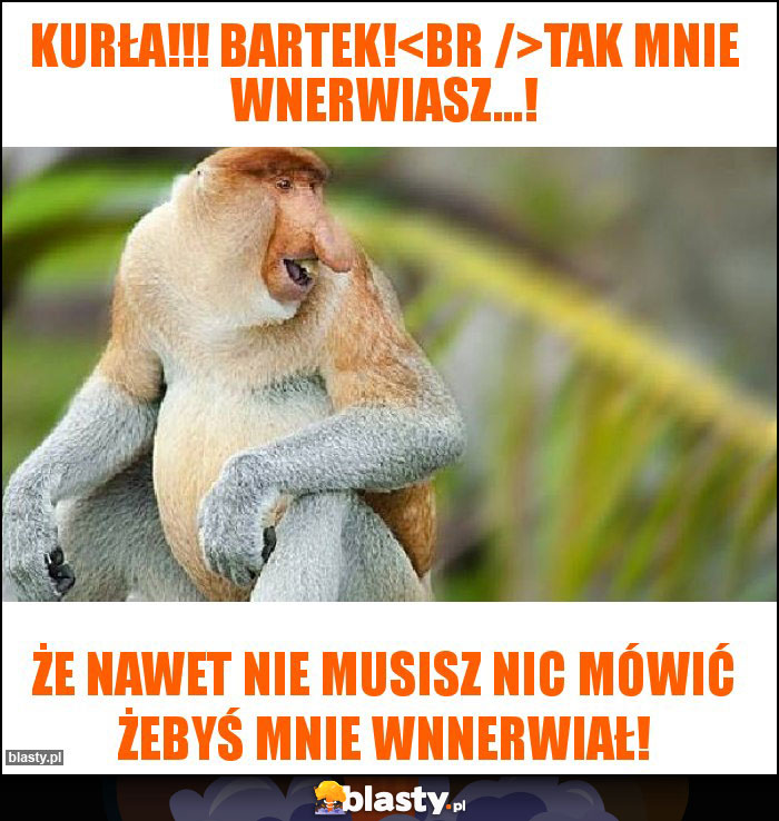 Kurła!!! Bartek!
Tak mnie wnerwiasz...!