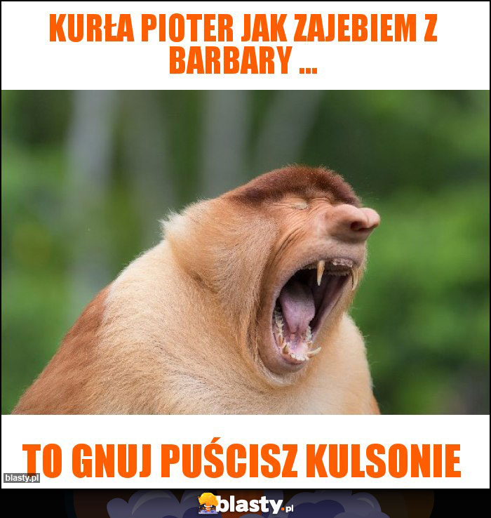 Kurła pioter jak zajebiem z Barbary ...