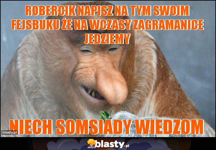 Robercik napisz na tym swoim fejsbuku że na wczasy zagramanice jedziemy