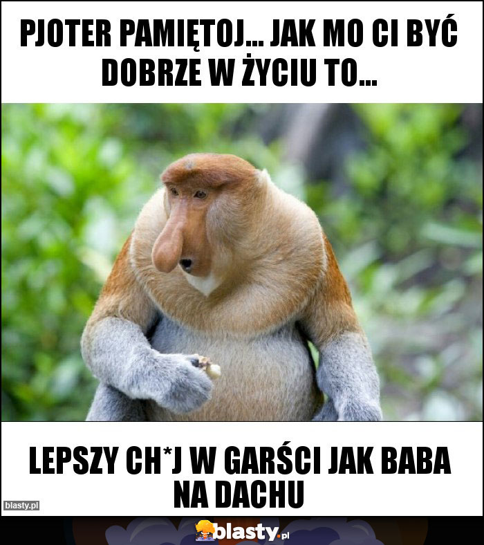 Pjoter pamiętoj... jak mo Ci BYĆ dobrze w życiu to...