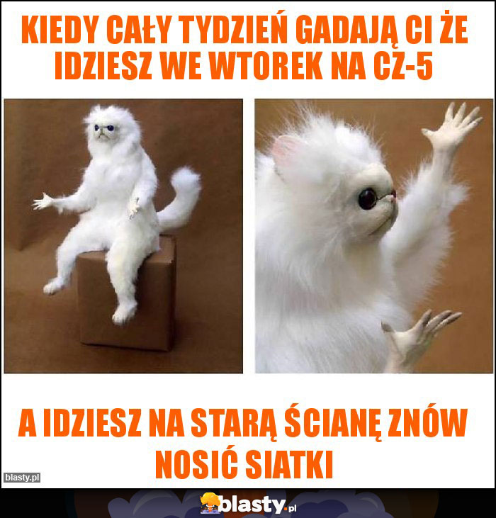 Kiedy cały tydzień gadają Ci że idziesz we wtorek na CZ-5