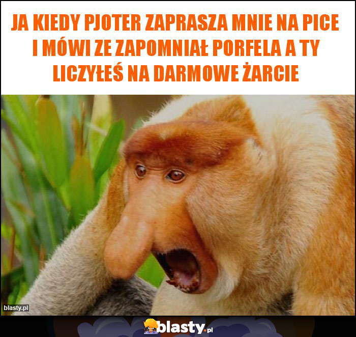 Ja kiedy Pjoter zaprasza mnie na pice i mówi ze zapomniał porfela a ty liczyłeś na darmowe żarcie