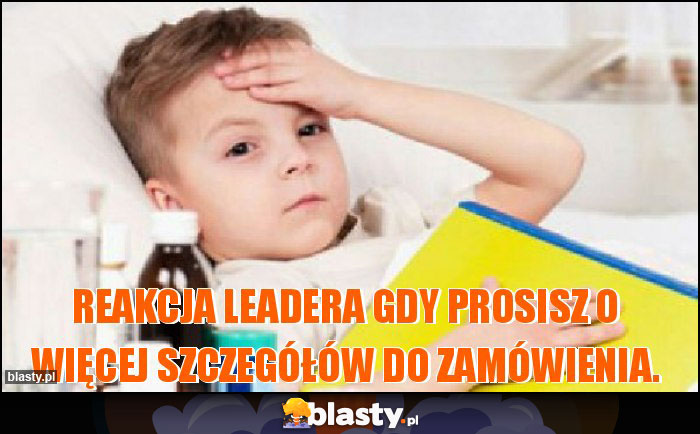 Reakcja leadera gdy prosisz o więcej szczegółów do zamówienia.