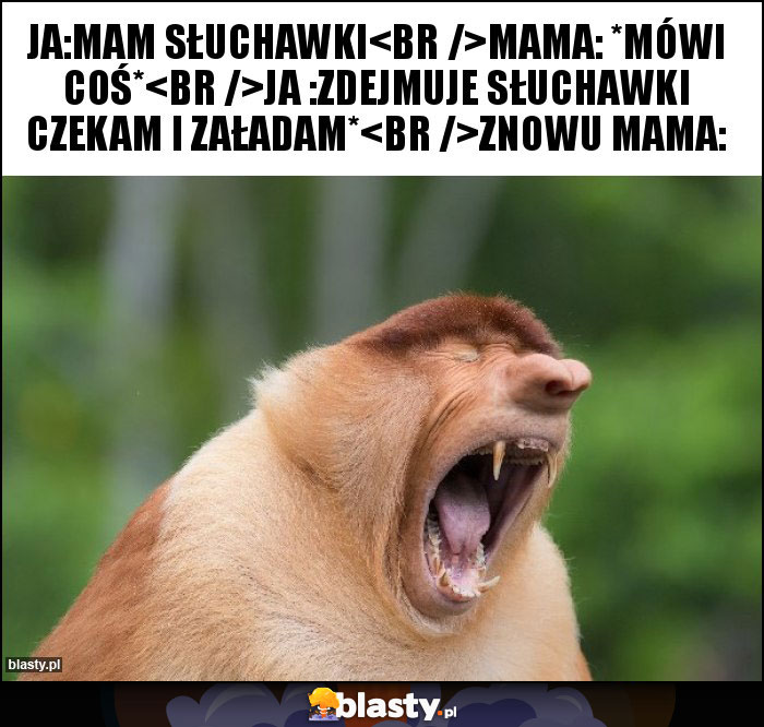 Ja:mam słuchawki
Mama: *mówi coś*
Ja :zdejmuje słuchawki czekam i załadam*
Znowu Mama: