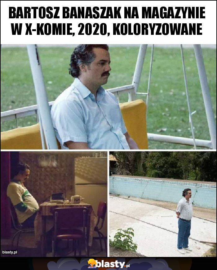 Bartosz Banaszak na magazynie w X-komie, 2020, koloryzowane