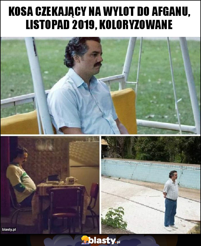 Kosa czekający na wylot do afganu, listopad 2019, koloryzowane