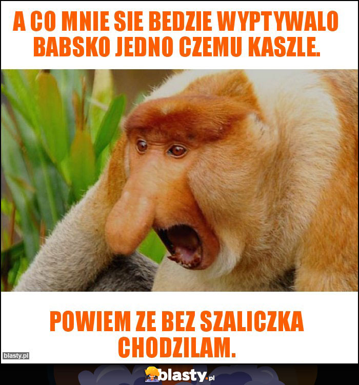 A co mnie sie bedzie wyptywalo babsko jedno czemu kaszle.