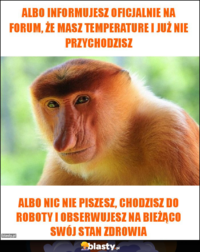 albo informujesz oficjalnie na forum, że masZ temperature i już nie przychodzisz