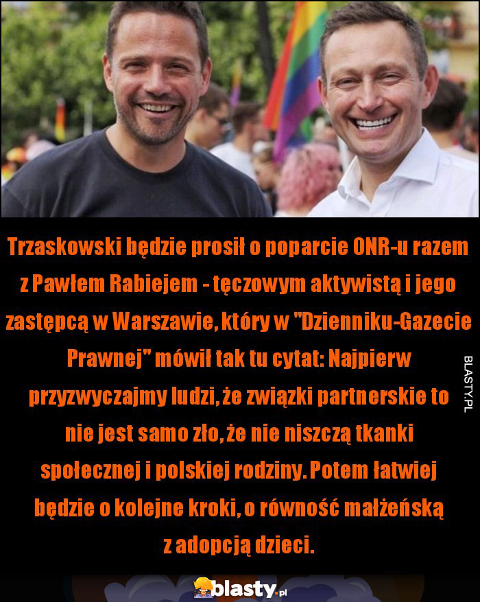 Trzaskowski proszący o poparcie ONR-u