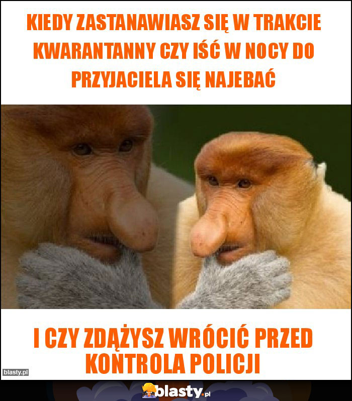 Kiedy zastanawiasz się w trakcie kwarantanny czy iść w nocy do przyjaciela się najebać