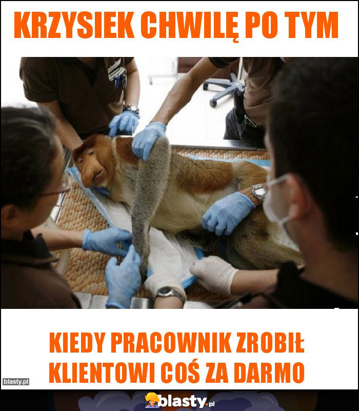 Krzysiek chwilę po tym