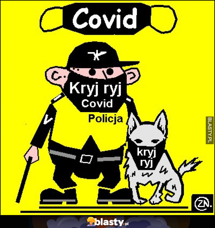 covid maska policyjna humor