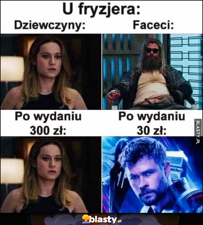 U fryzjera po wydaniu 30/300 zł dziewczyny faceci porównanie